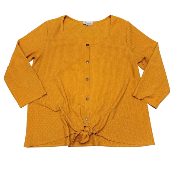Set The Stage Marigold Blouse Size L - Picture 4 of 12
